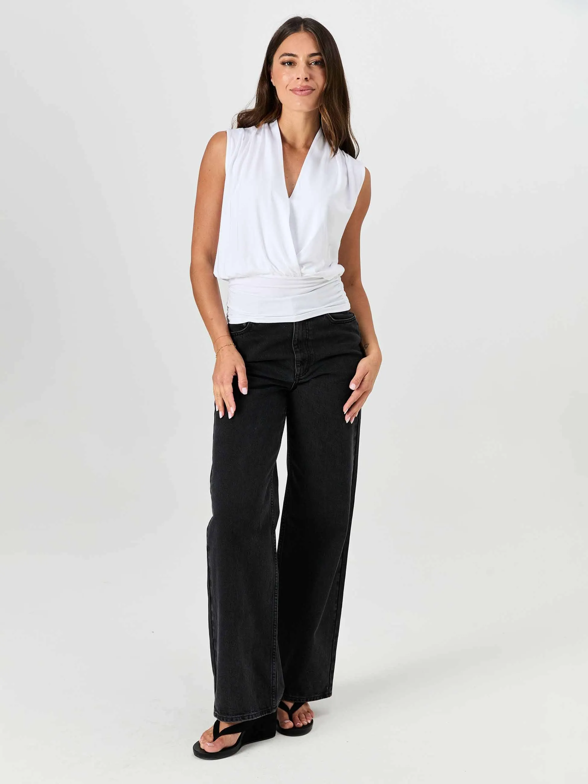 Shawl Collar Top - White sold by Dharma Bums product image thumbnail 5