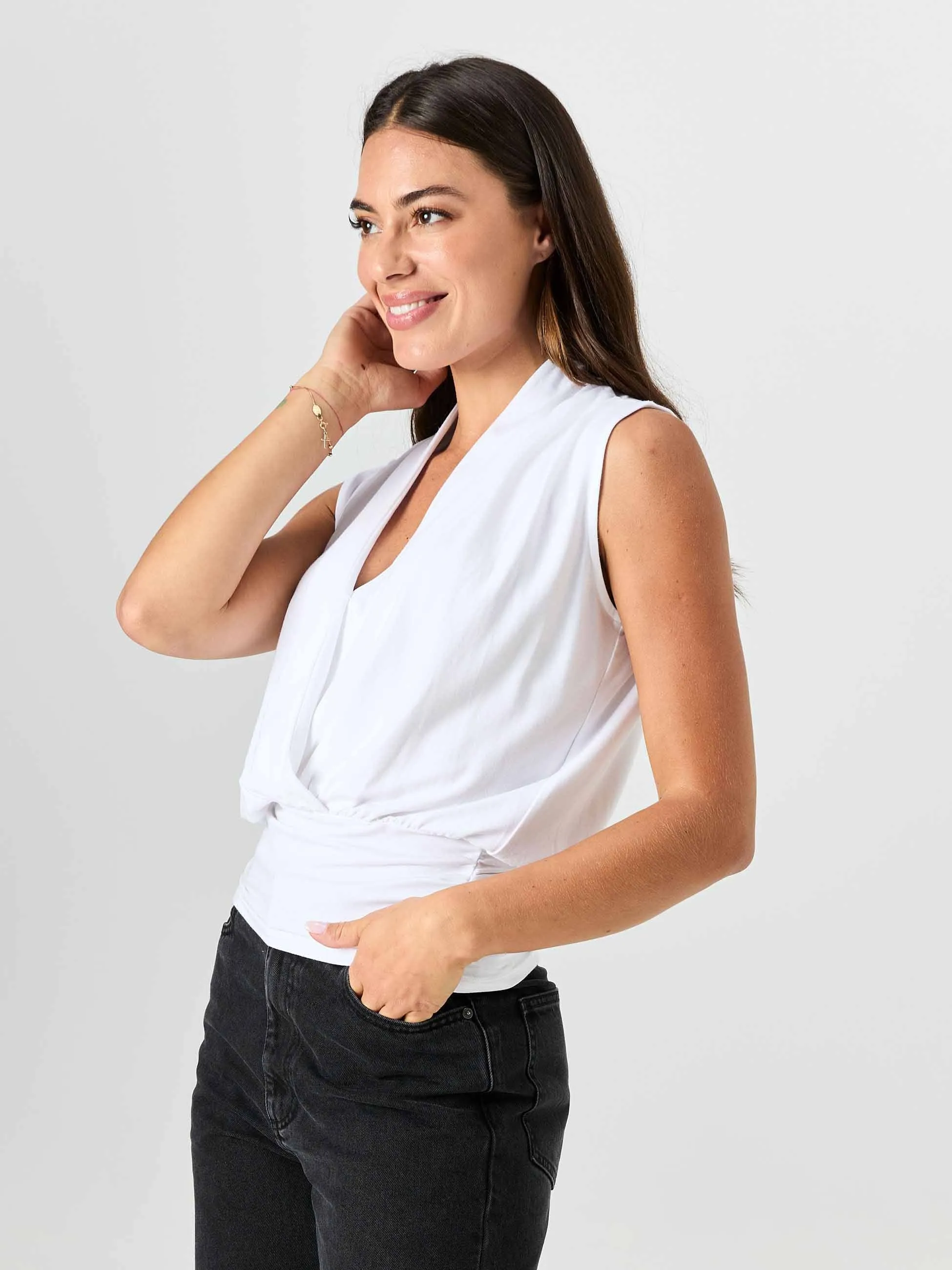 Shawl Collar Top - White sold by Dharma Bums product image thumbnail 2