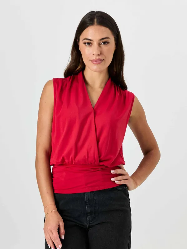 Shawl Collar Top - Cherry made by Dharma Bums