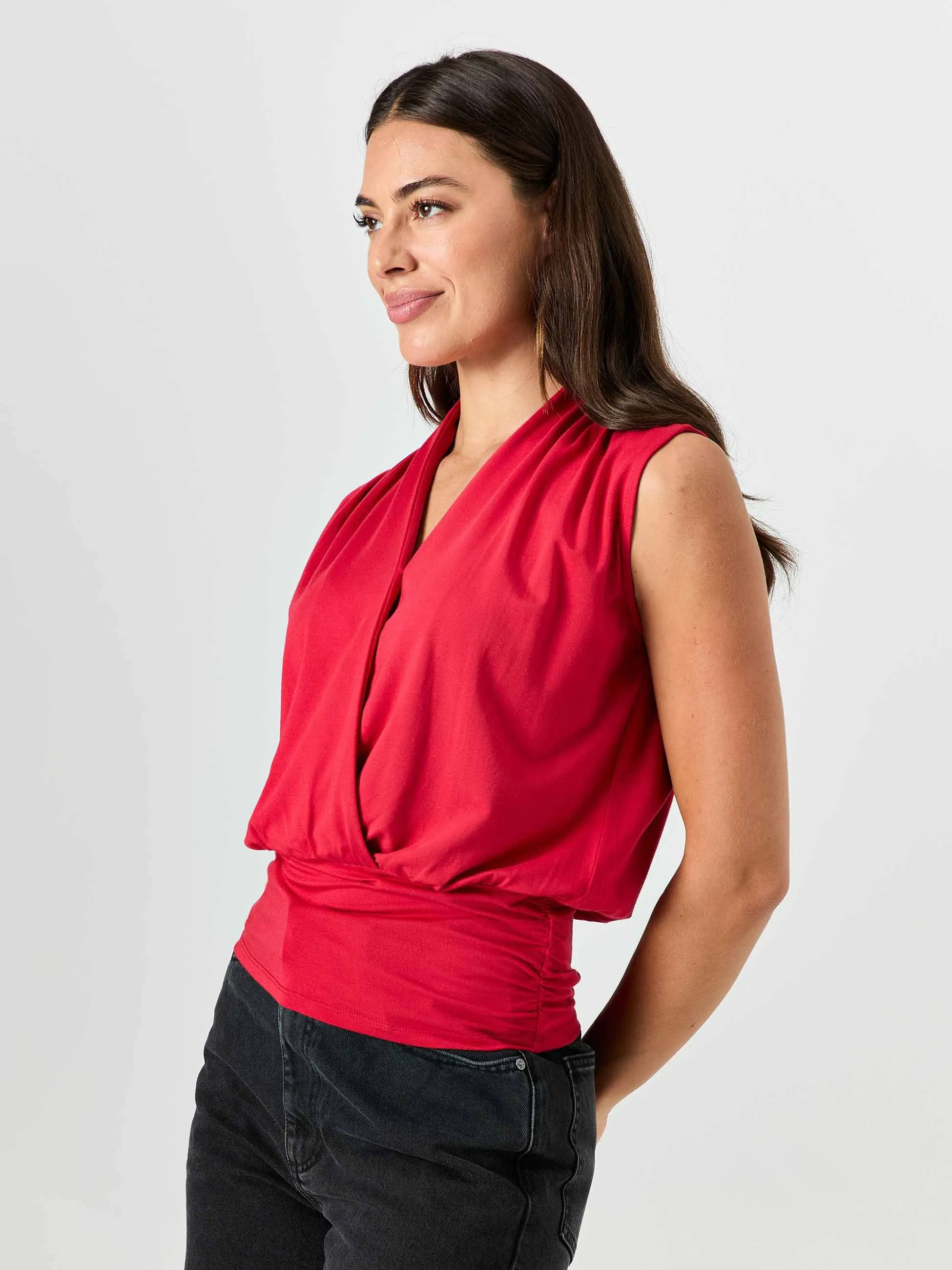Shawl Collar Top - Cherry sold by Dharma Bums product image thumbnail 2