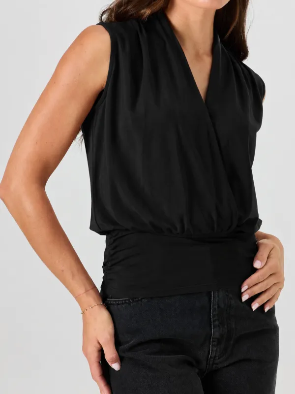 Shawl Collar Top  Black made by Dharma Bums