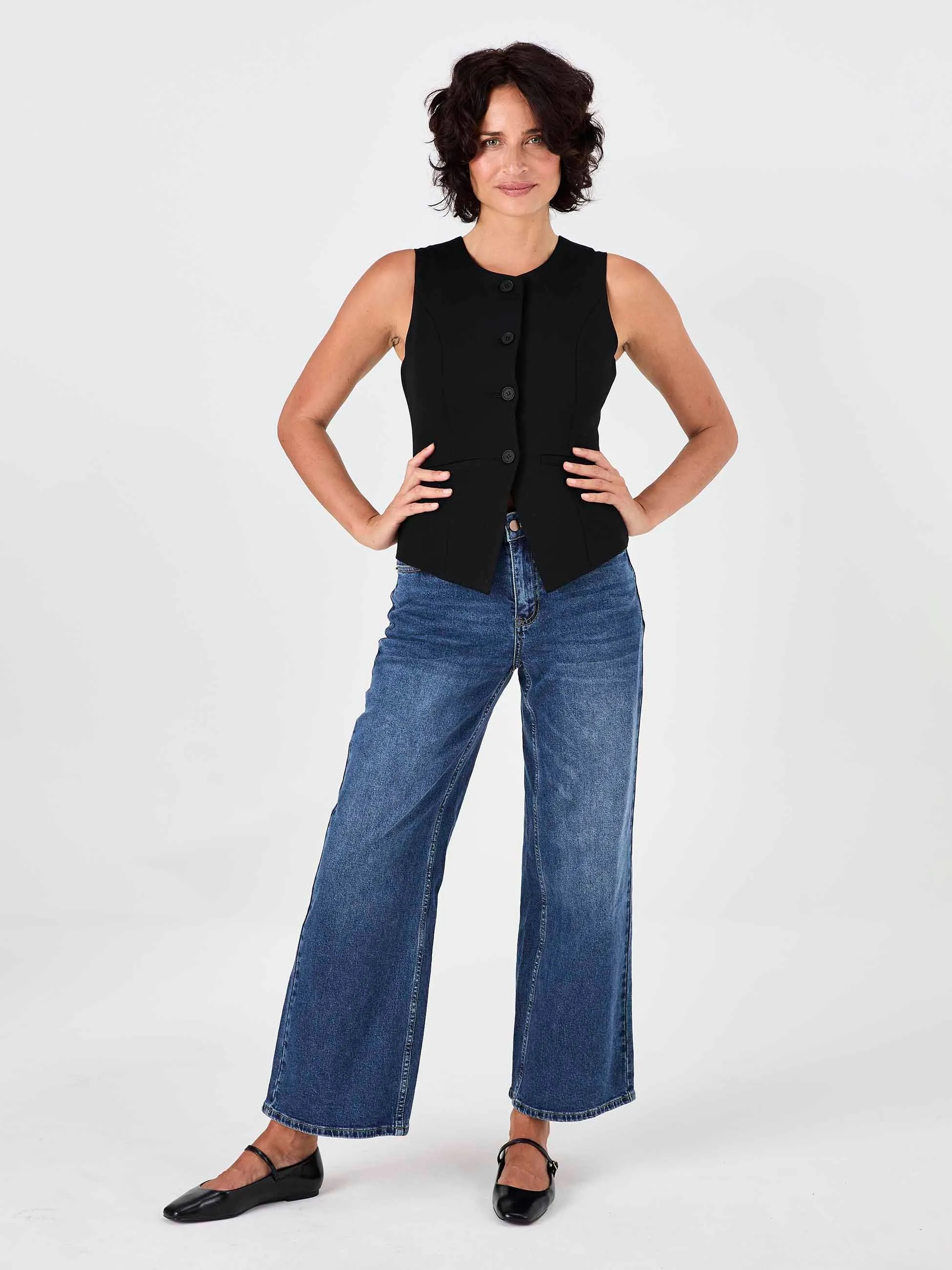 Fitted Waistcoat - Black sold by Dharma Bums product image thumbnail 3