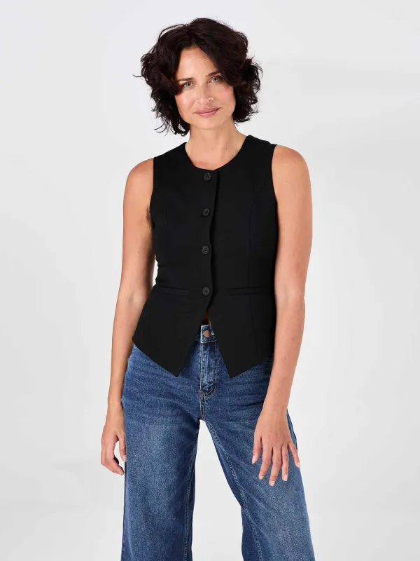Fitted Waistcoat - Black made by Dharma Bums