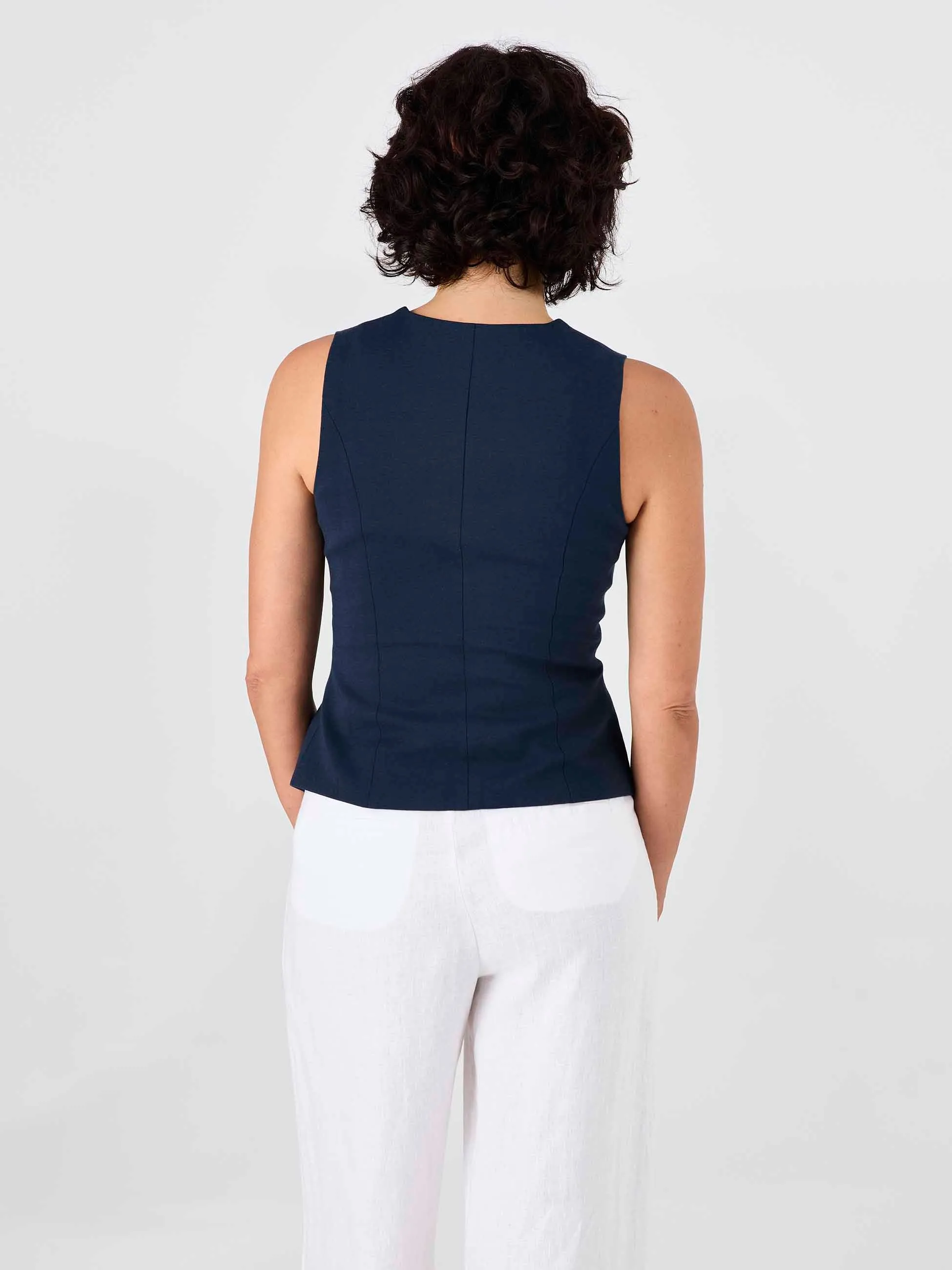 Fitted Waistcoat - Navy sold by Dharma Bums product image thumbnail 2