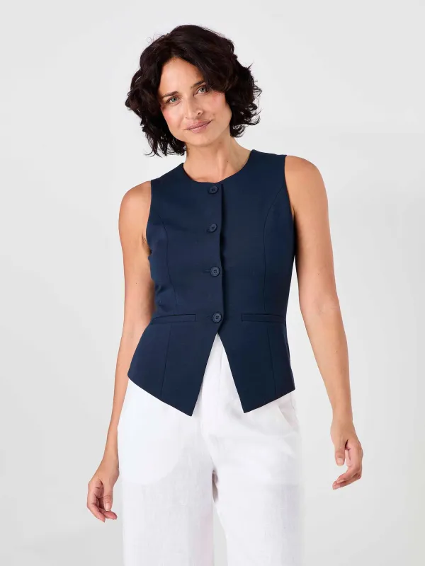 Fitted Waistcoat - Navy made by Dharma Bums