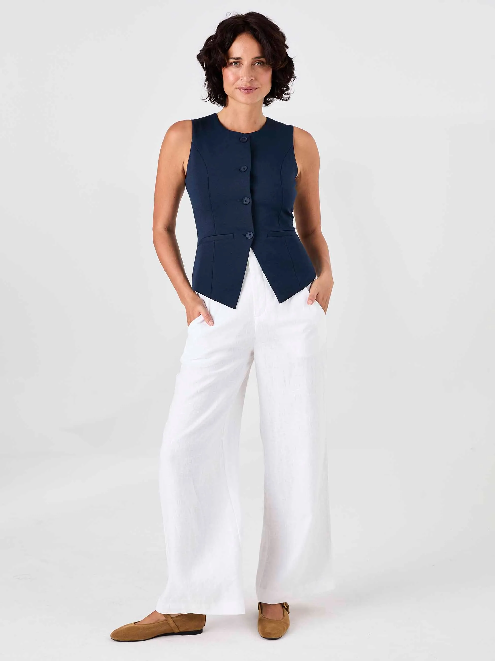 Fitted Waistcoat - Navy sold by Dharma Bums product image thumbnail 5