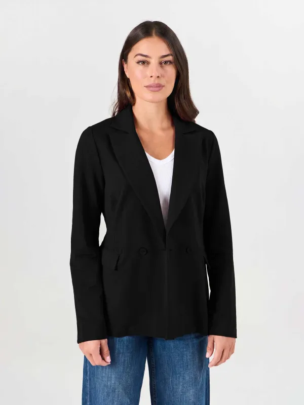 The Double - Breasted Blazer - Black made by Dharma Bums