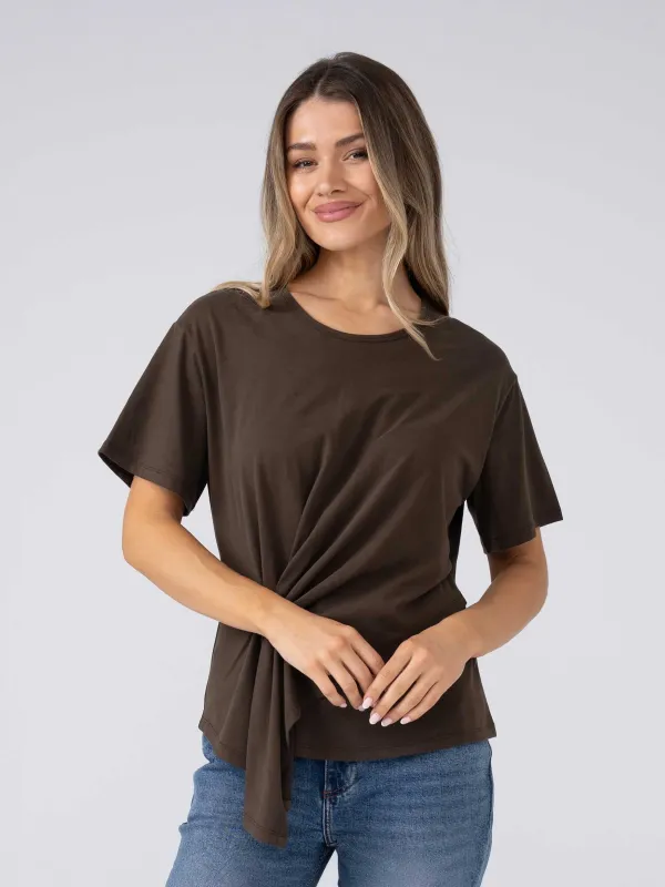 Pima Cotton Side Hoop Tee - Coffee Bean made by Dharma Bums