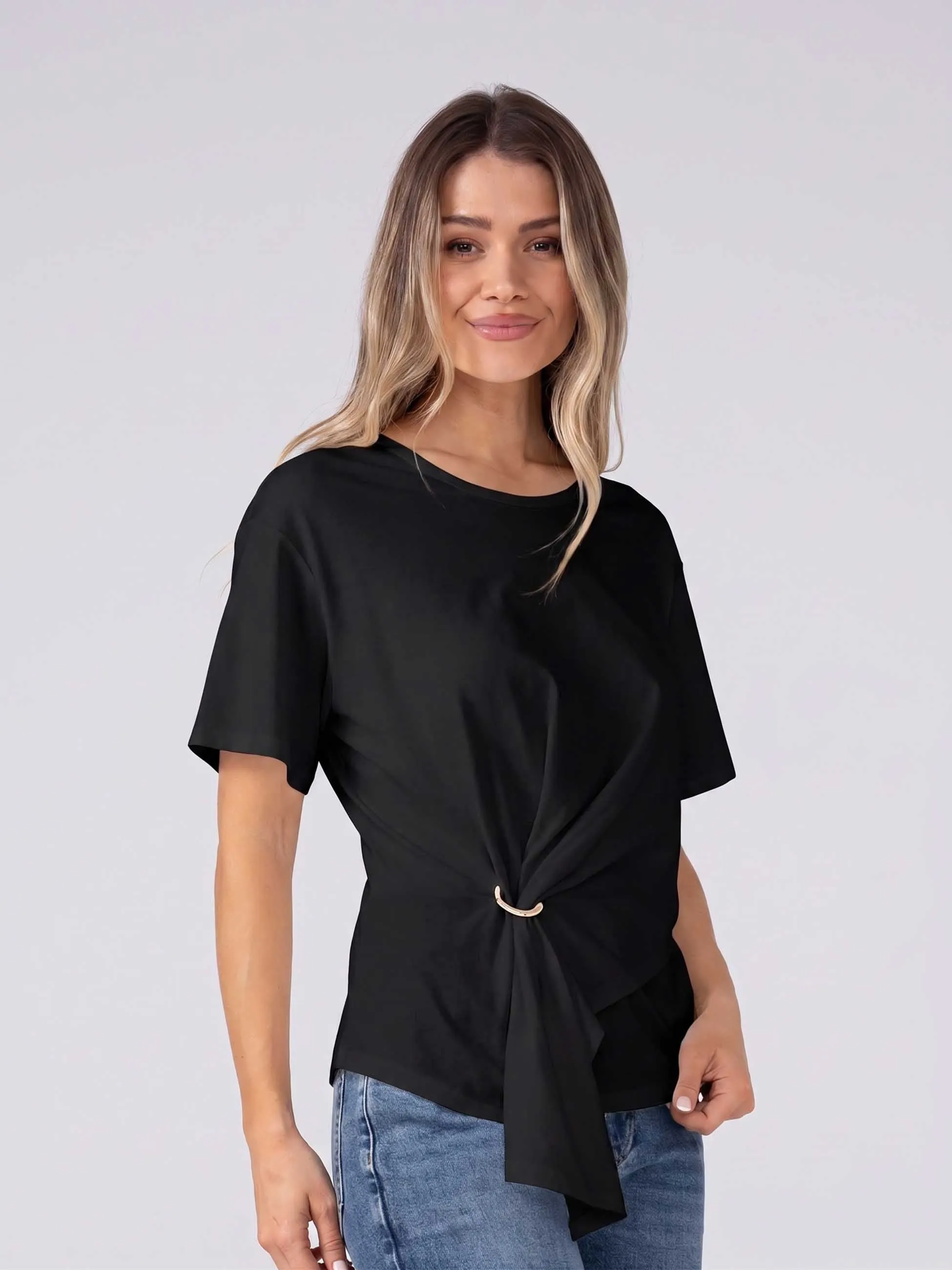 Pima Cotton Side Hoop Tee - Black sold by Dharma Bums product image thumbnail 3