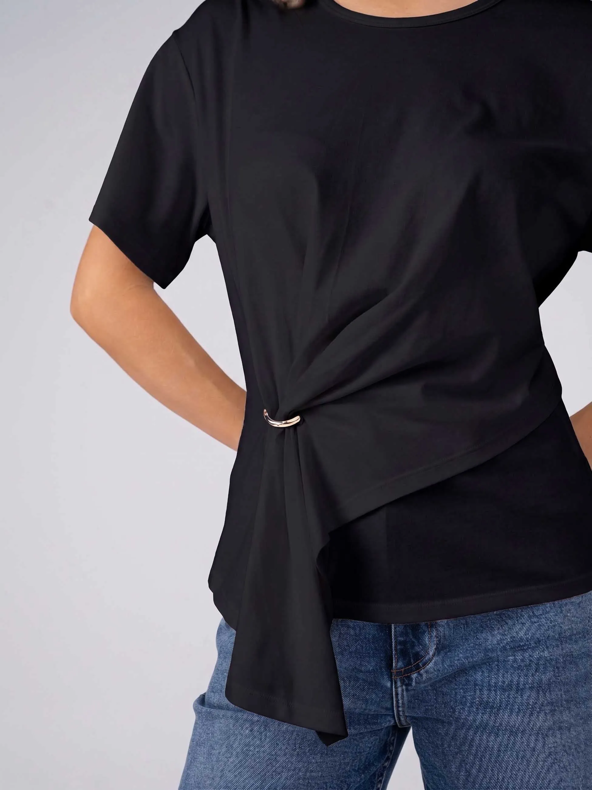 Pima Cotton Side Hoop Tee - Black sold by Dharma Bums product image thumbnail 5