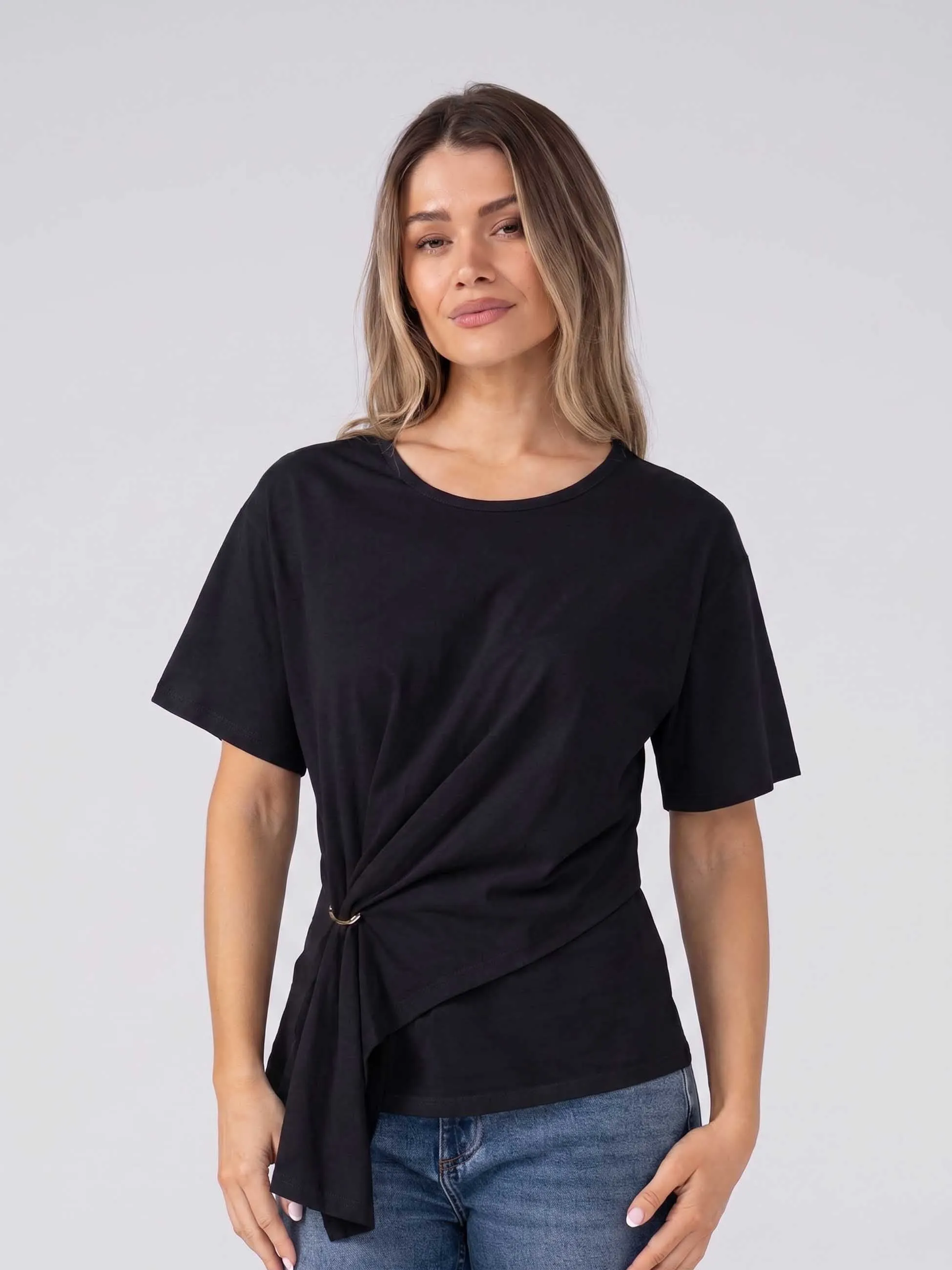 Pima Cotton Side Hoop Tee - Black sold by Dharma Bums product image thumbnail 2