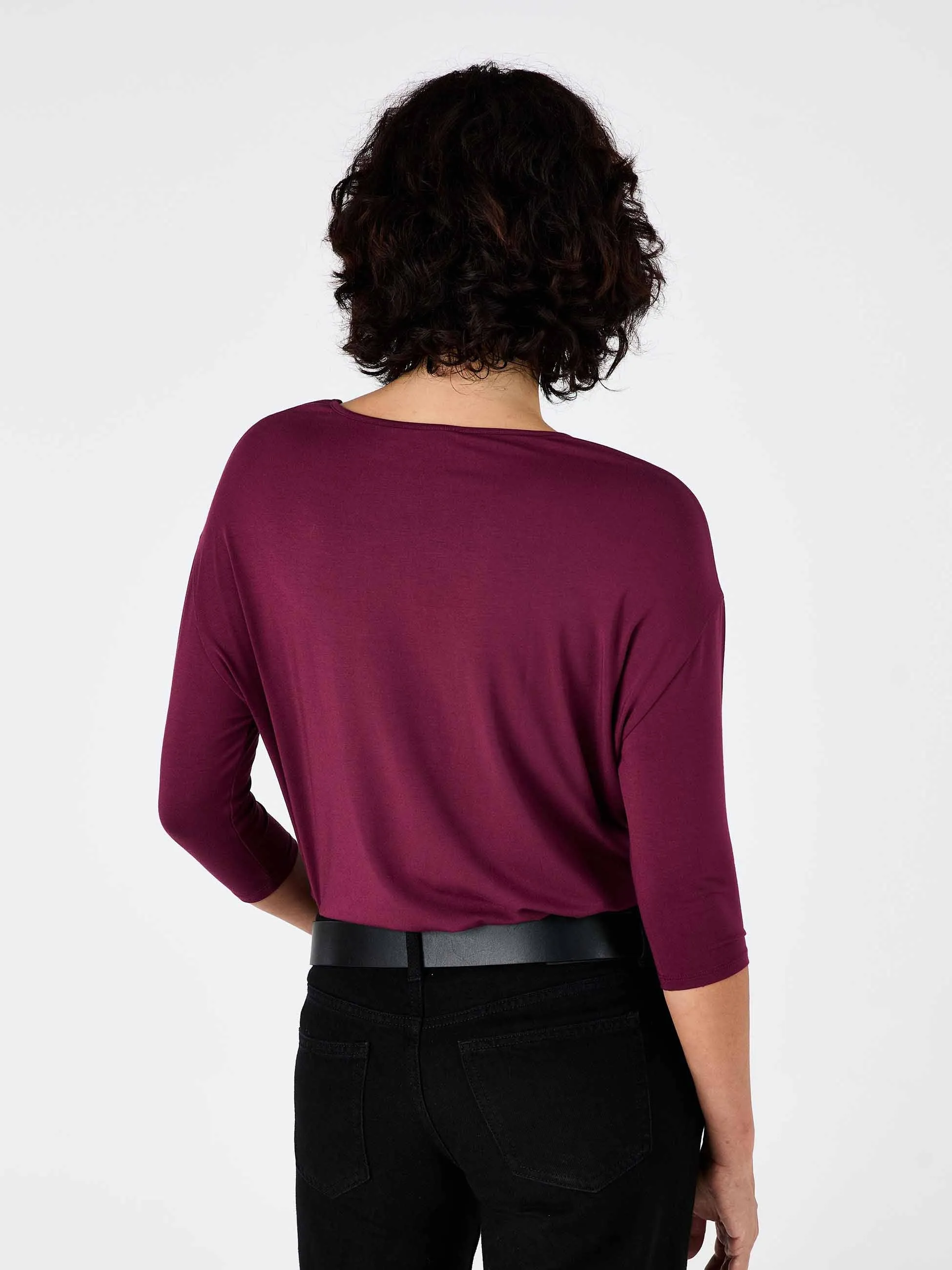 Modal Luxe Layer Tee 3/4 Sleeve - Ruby sold by Dharma Bums product image thumbnail 3