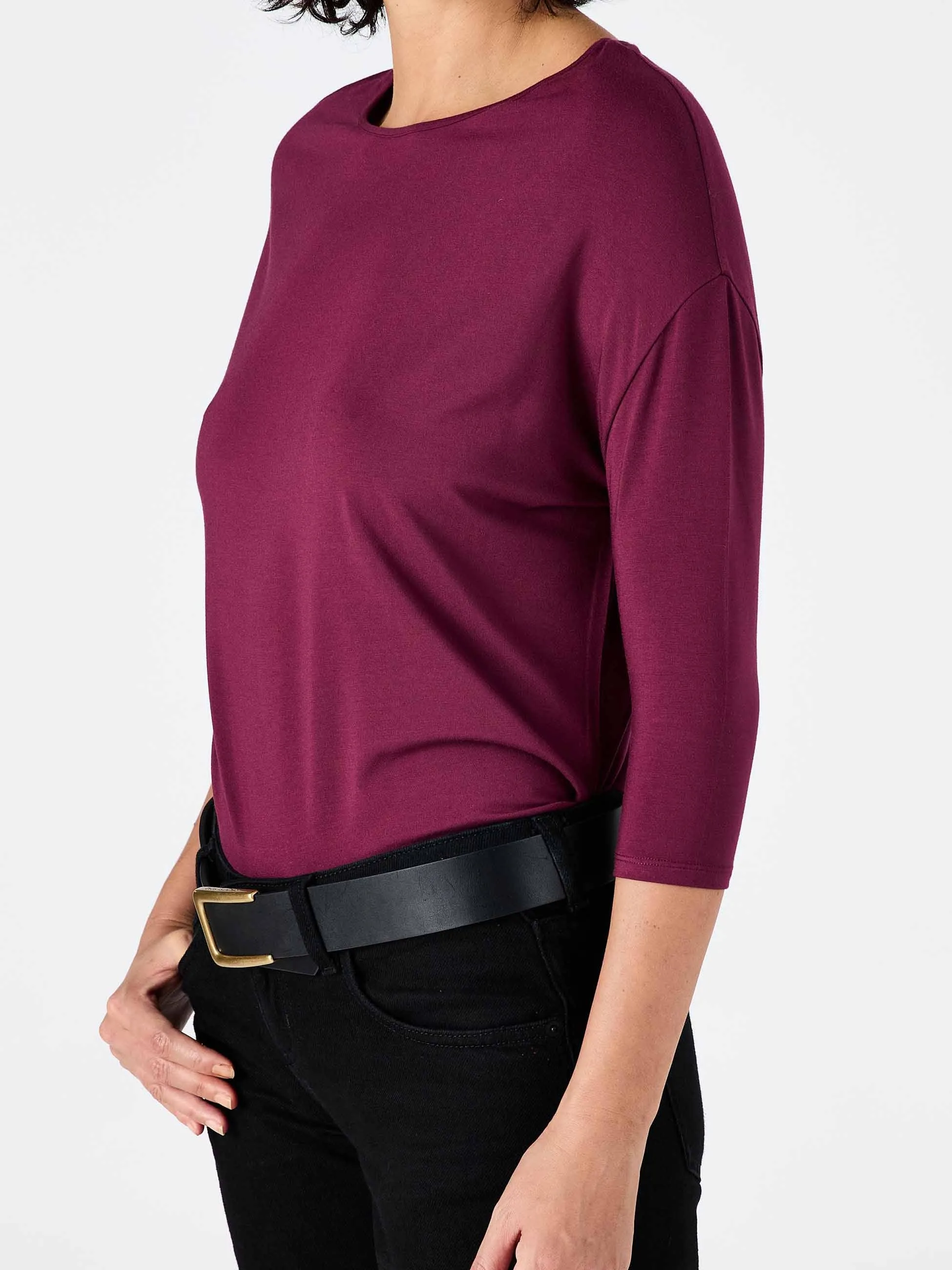 Modal Luxe Layer Tee 3/4 Sleeve - Ruby sold by Dharma Bums product image thumbnail 4