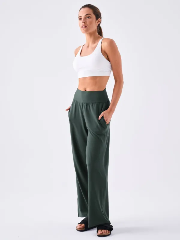 Nomad Modal Wide Leg Pant - Forest Green sold by Dharma Bums