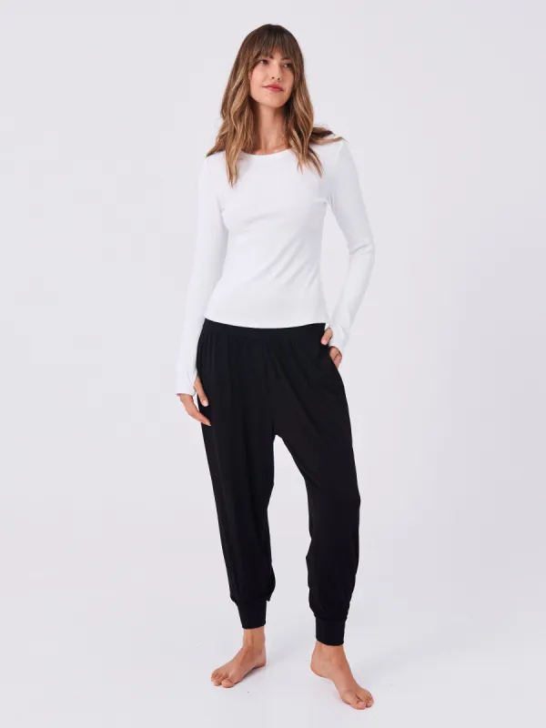 Organic Cotton Long Sleeve Knit Tee - White sold by Dharma Bums