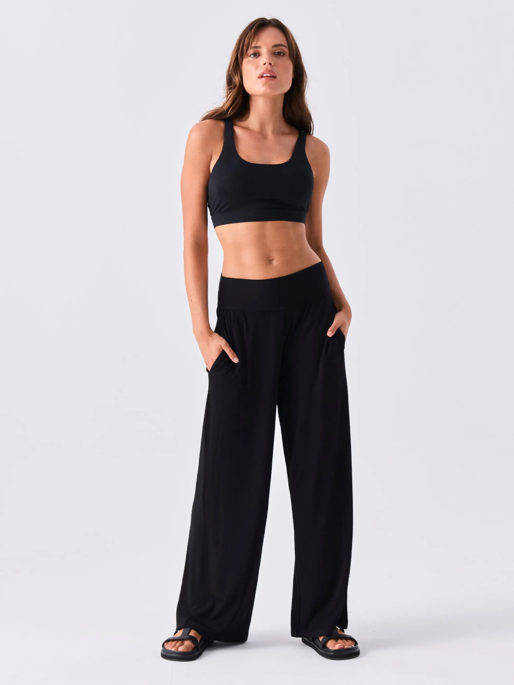 Nomad Modal Wide Leg Pant - Black sold by Dharma Bums