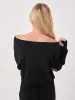 Wide Shoulder Raw Edge Sweat  - Black sold by Dharma Bums