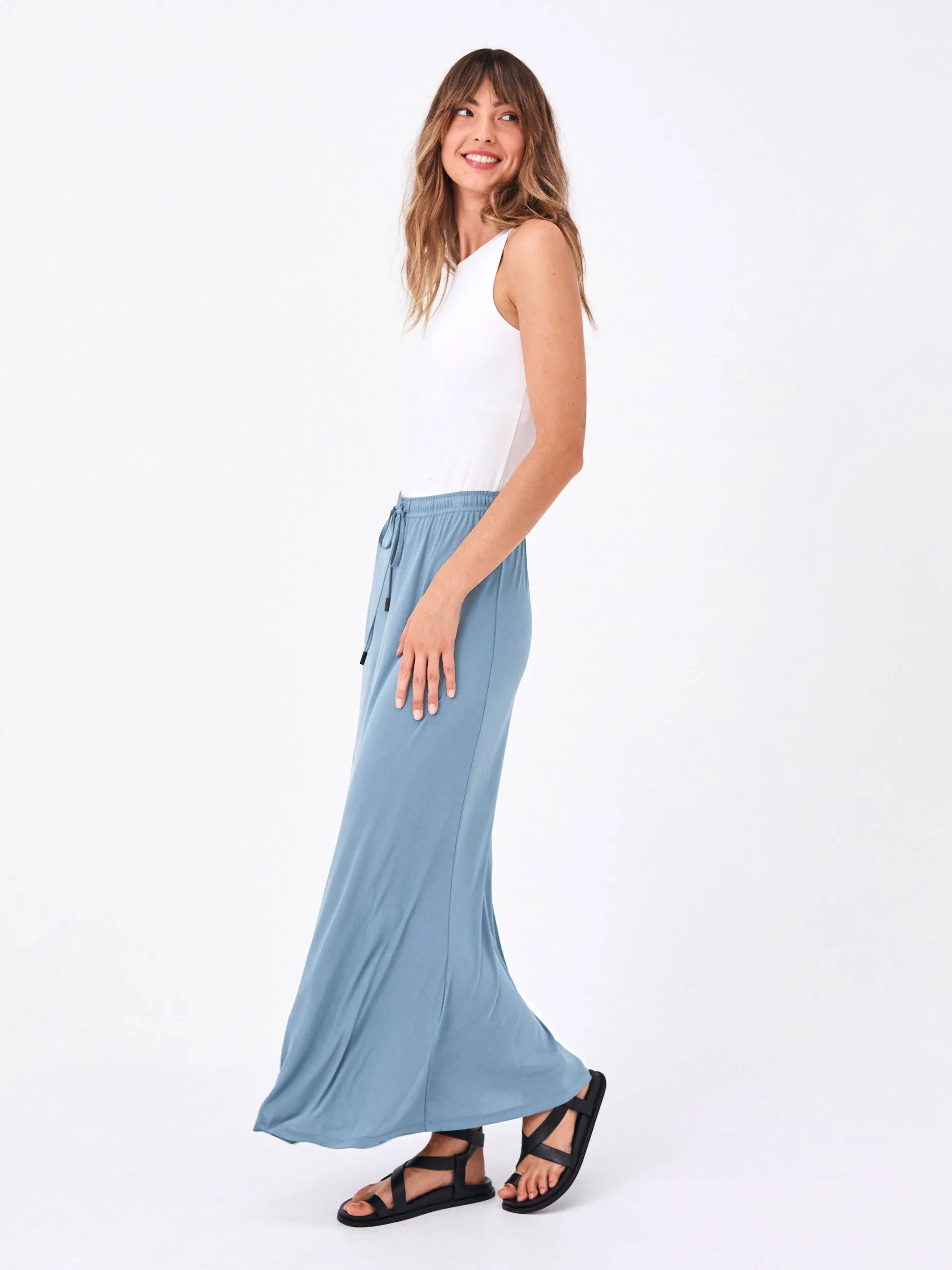 Bias Cut Cupro Midi Skirt - Duck Egg sold by Dharma Bums