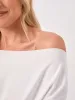 Off Shoulder Raw Edge Sweat  - White sold by Dharma Bums