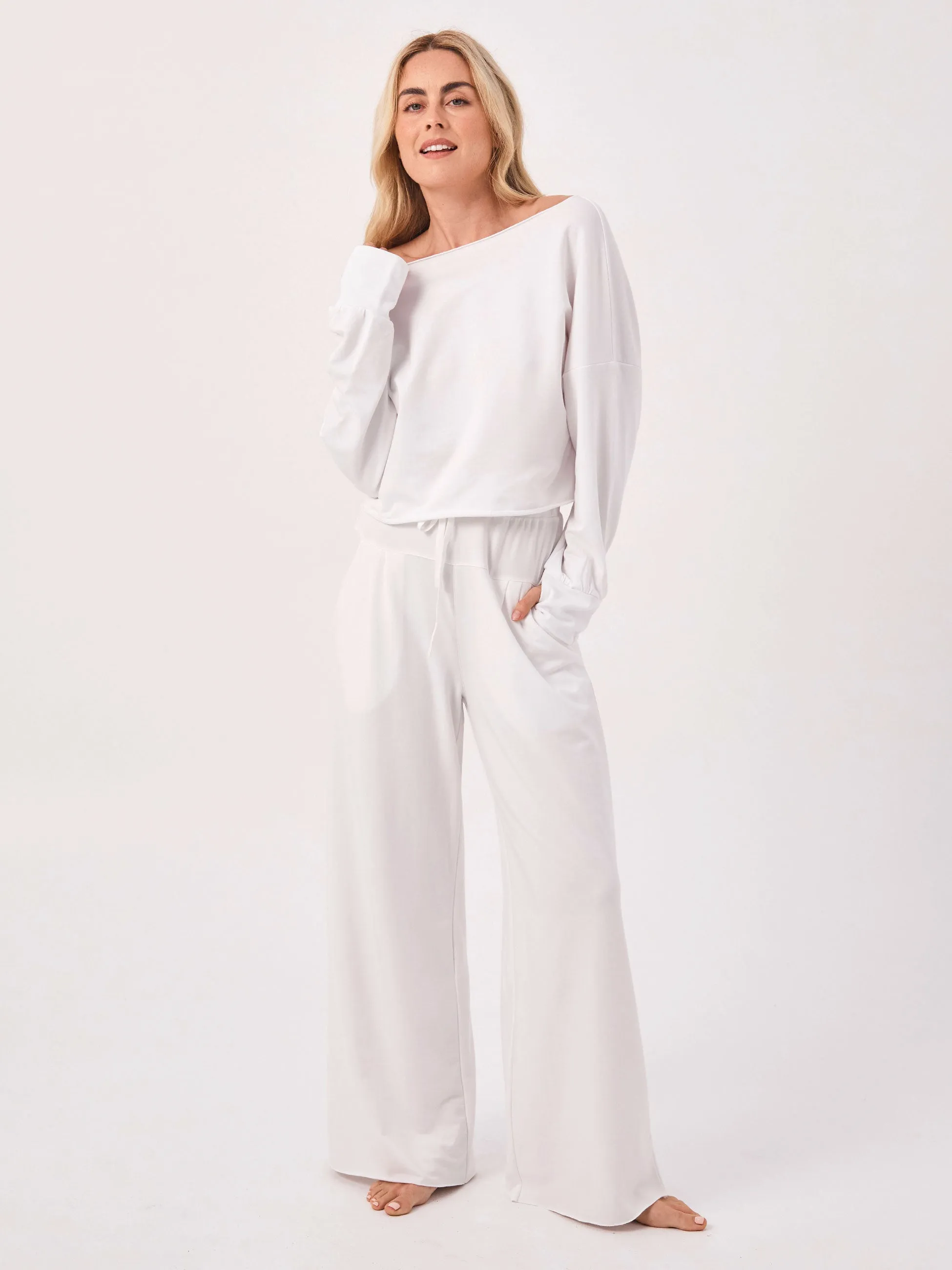 Off Shoulder Raw Edge Sweat - White sold by Dharma Bums product image thumbnail 5