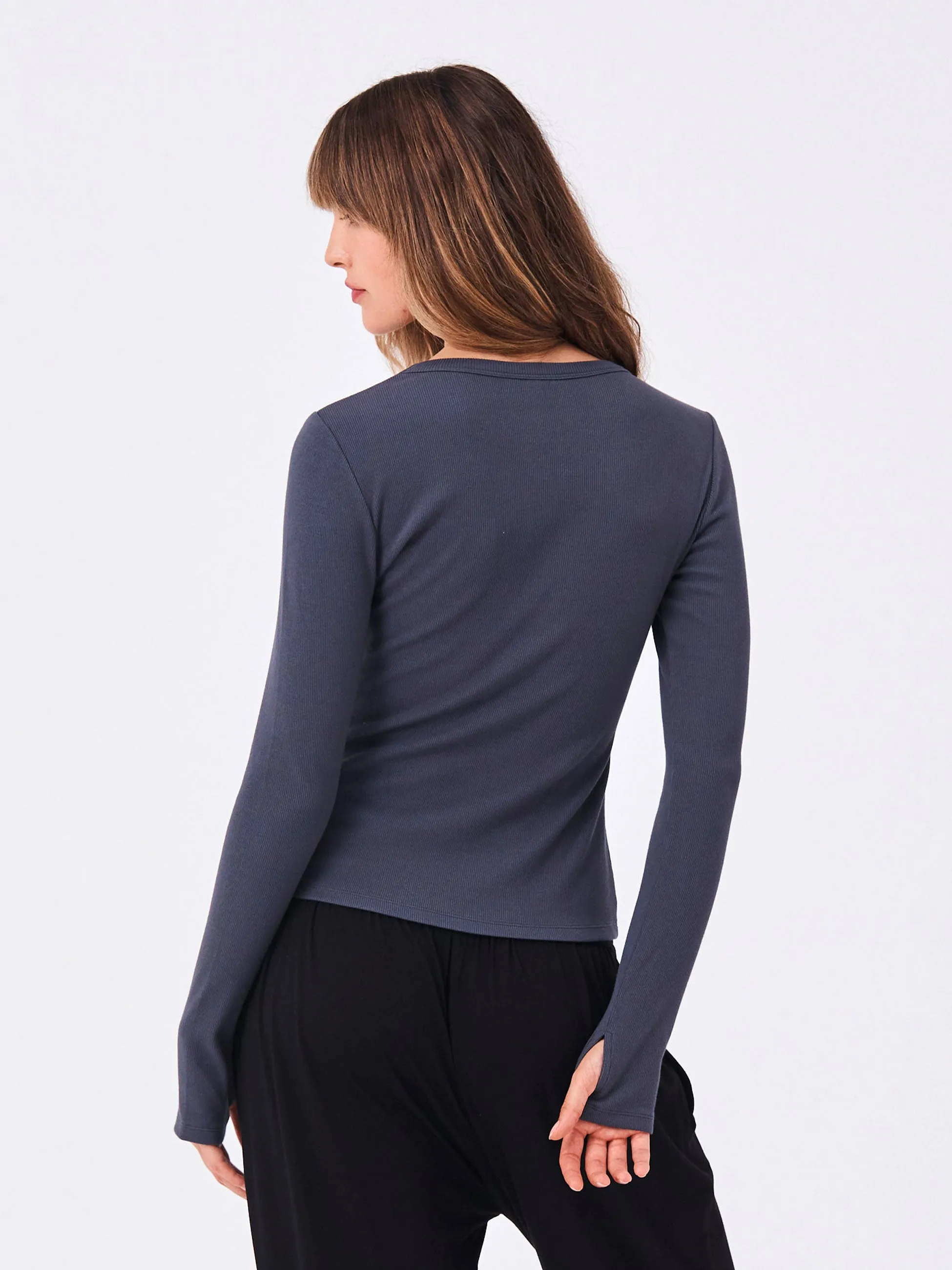 Organic Cotton Long Sleeve Knit Tee - Charcoal sold by Dharma Bums product image thumbnail 3