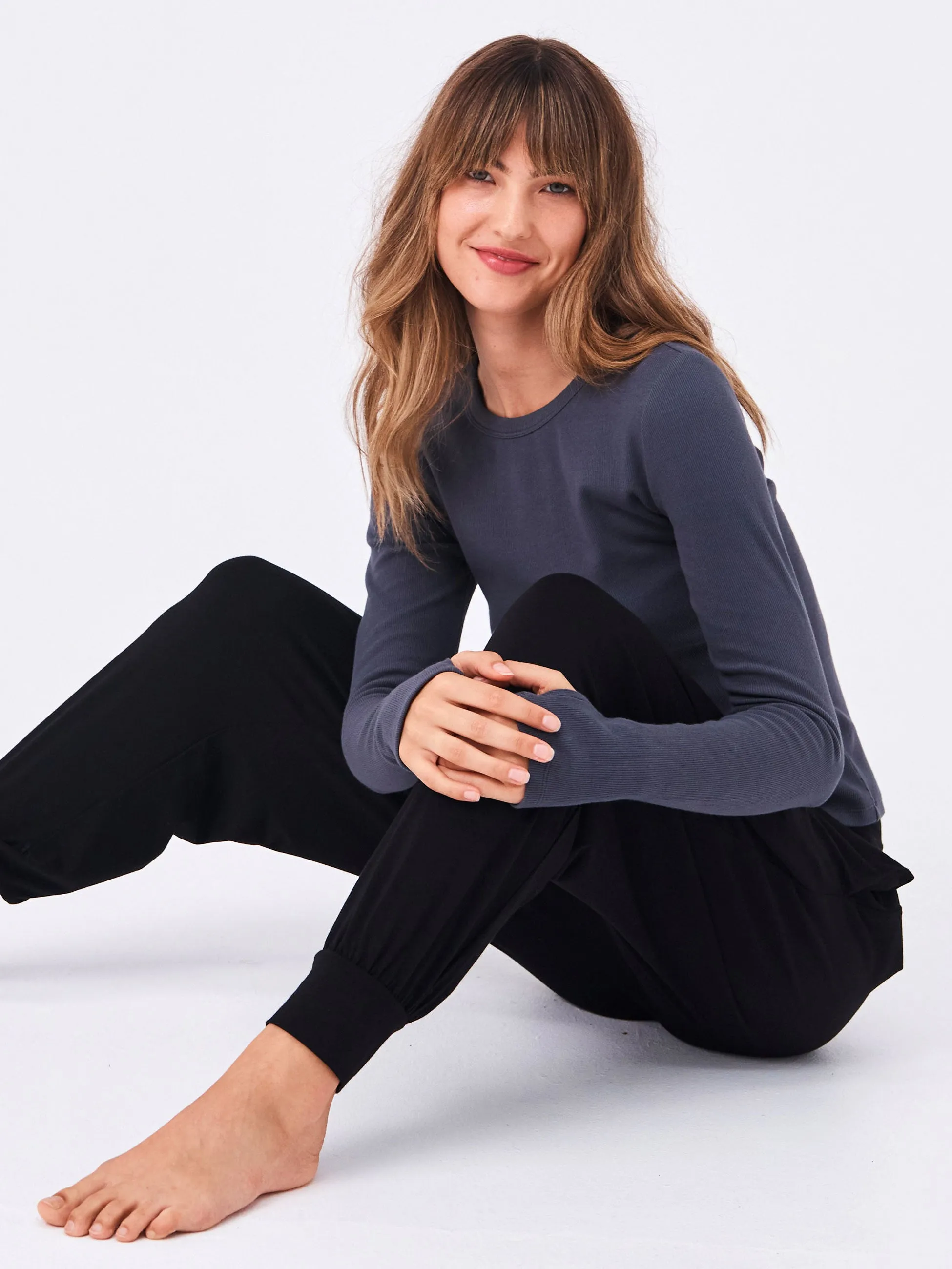 Organic Cotton Long Sleeve Knit Tee - Charcoal sold by Dharma Bums product image thumbnail 5