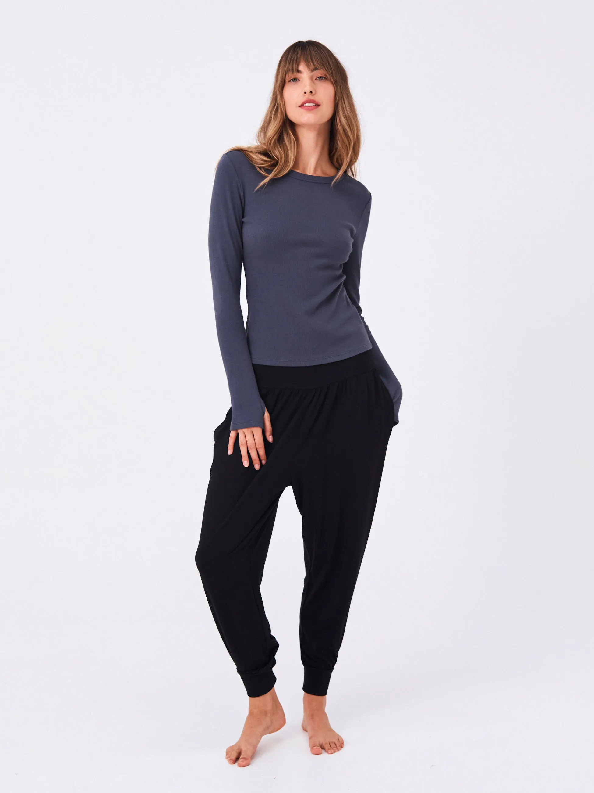 Organic Cotton Long Sleeve Knit Tee - Charcoal sold by Dharma Bums product image thumbnail 4