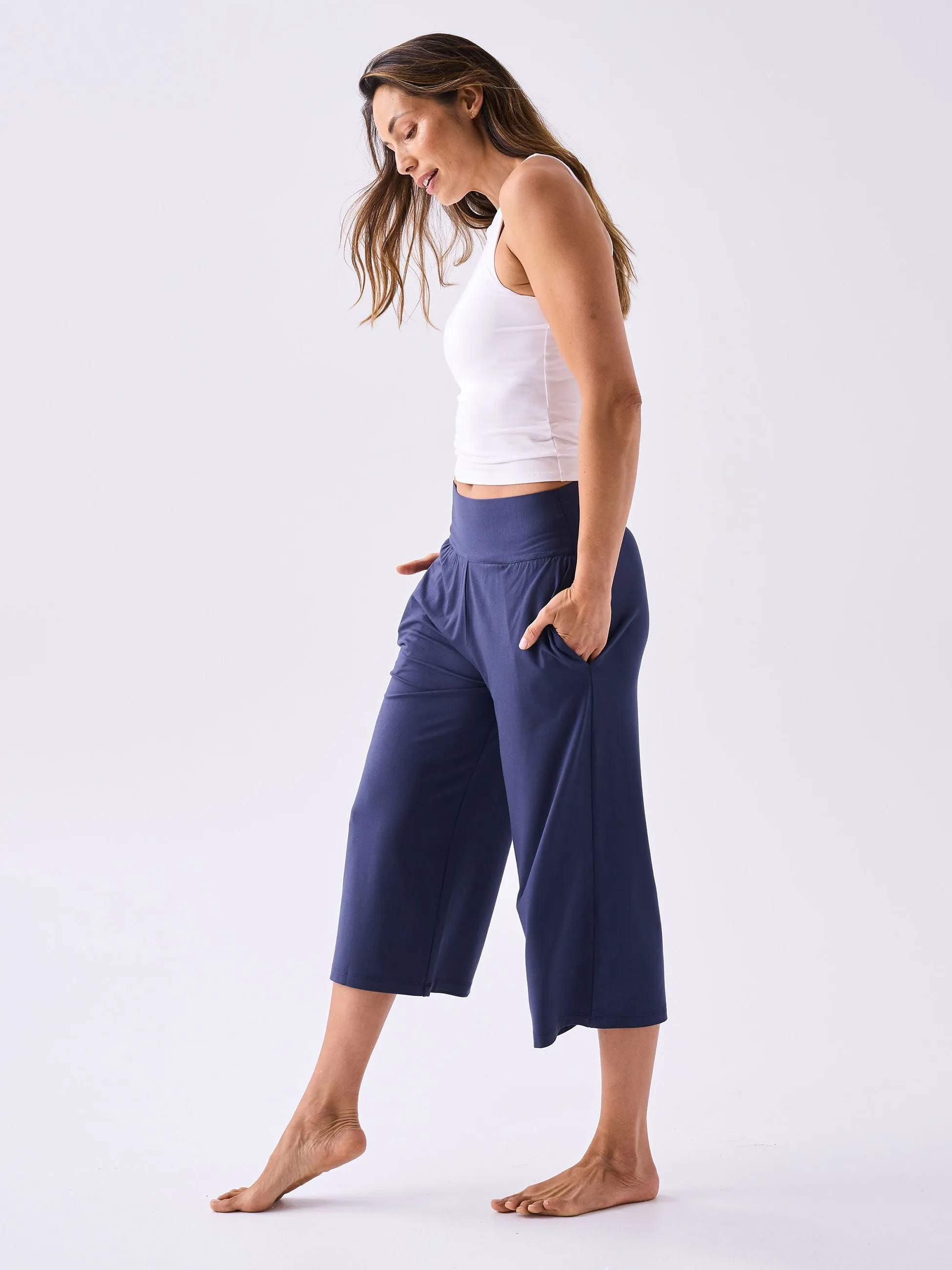 Modal Cropped Wide Leg - Navy sold by Dharma Bums product image thumbnail 2