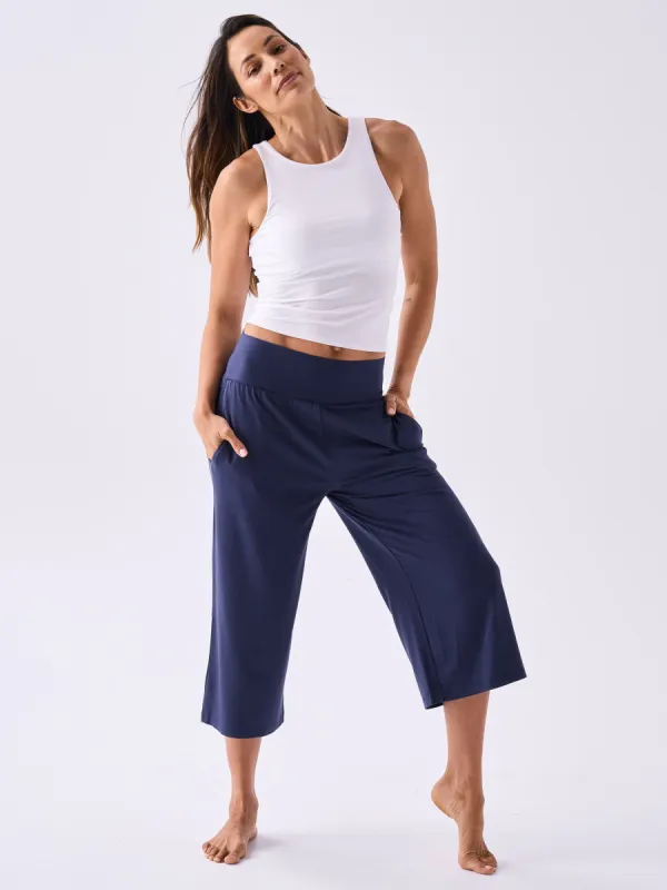 Modal Cropped Wide Leg   - Navy sold by Dharma Bums