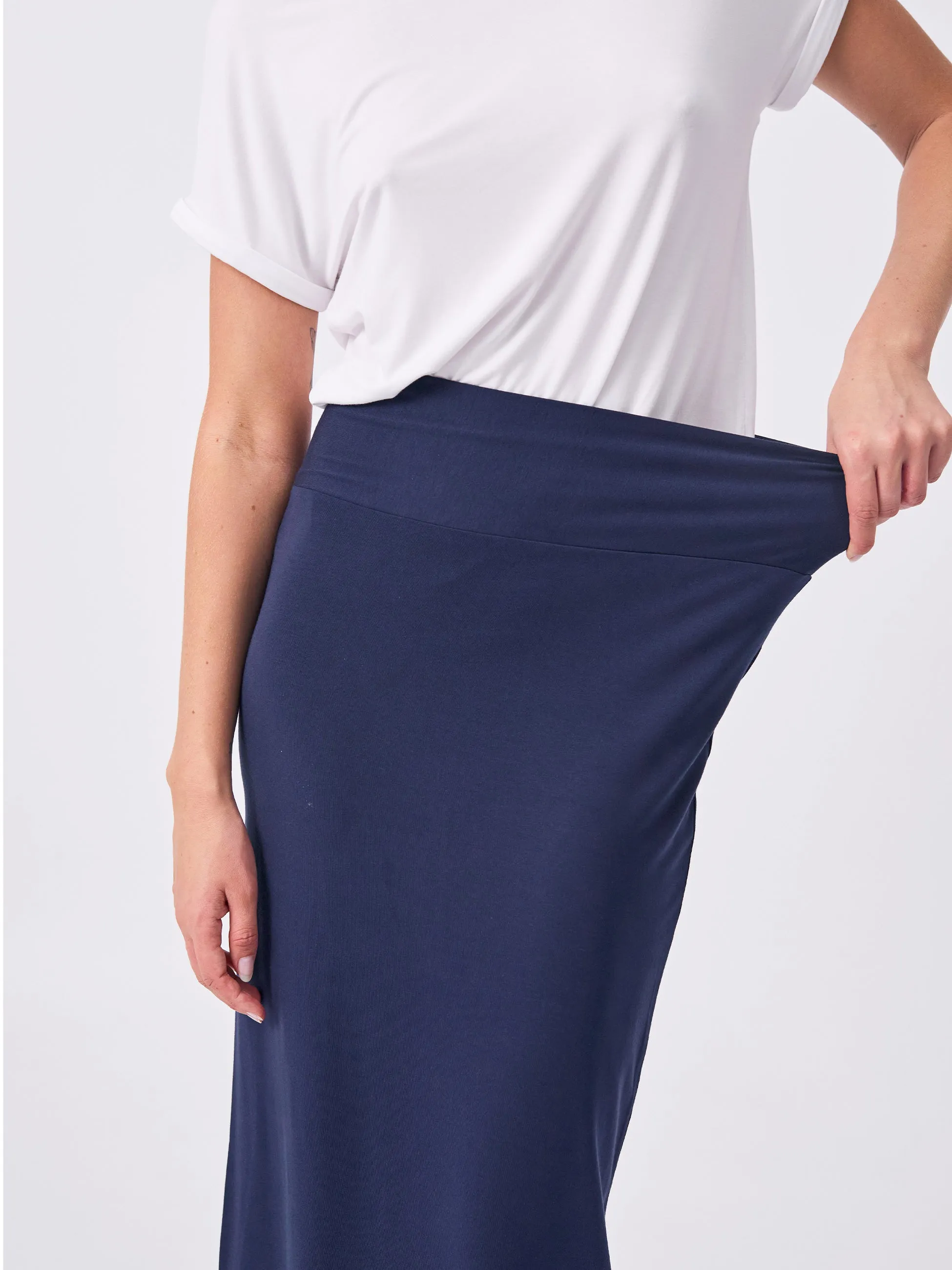 Modal Straight Tube Skirt - Navy sold by Dharma Bums product image thumbnail 3