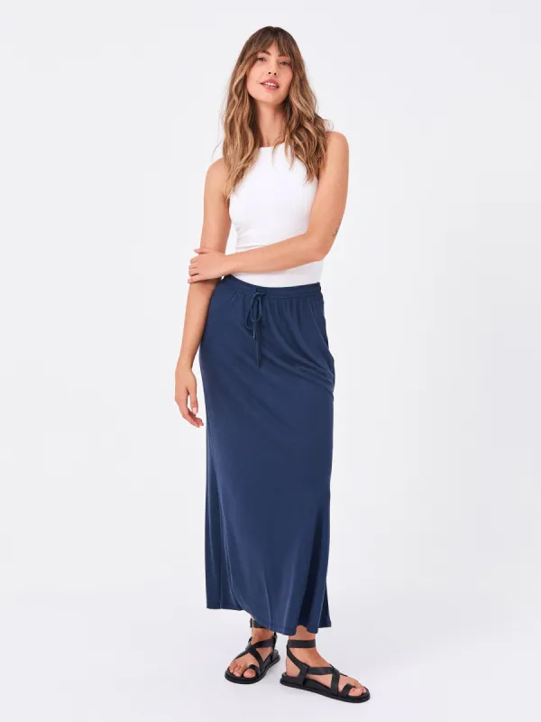 Bias Cut Cupro Midi Skirt  - Navy sold by Dharma Bums