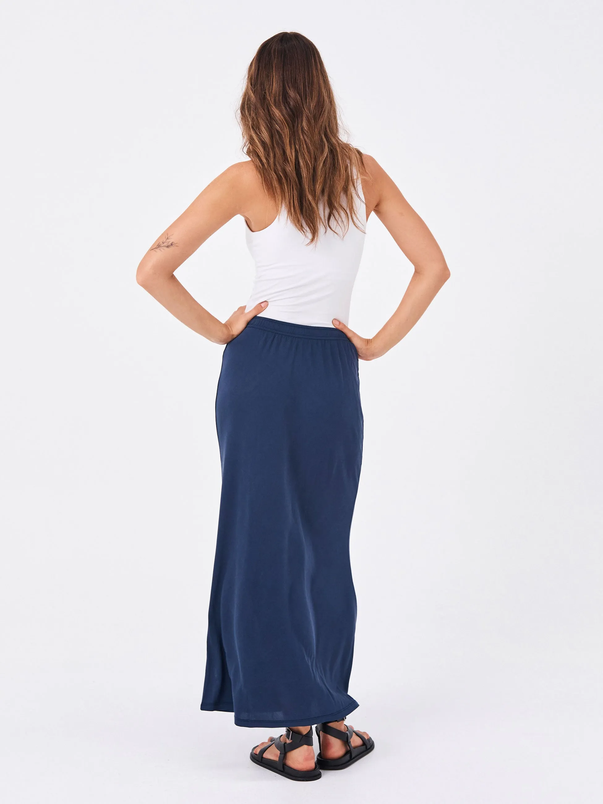 Bias Cut Cupro Midi Skirt - Navy sold by Dharma Bums product image thumbnail 4