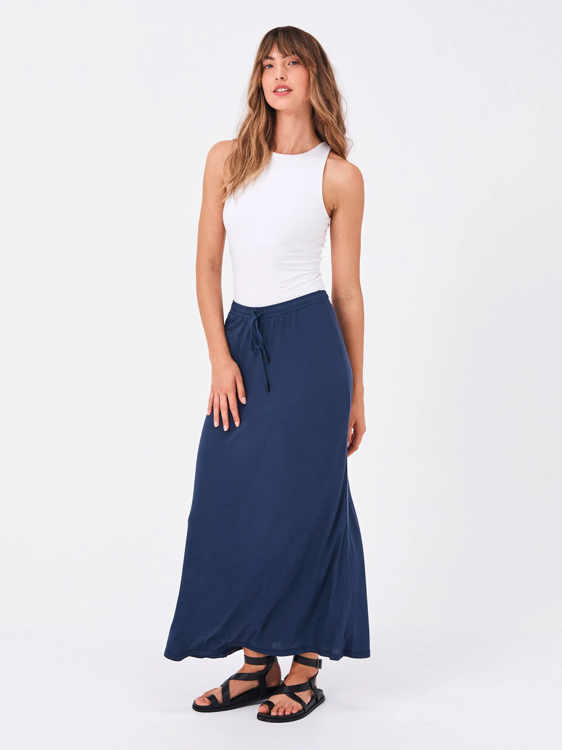 Bias Cut Cupro Midi Skirt - Navy sold by Dharma Bums product image thumbnail 3