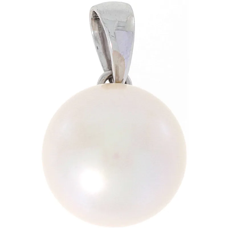 Halssmykke med perle i hvitt gull, 12mm sold by Diamanthuset