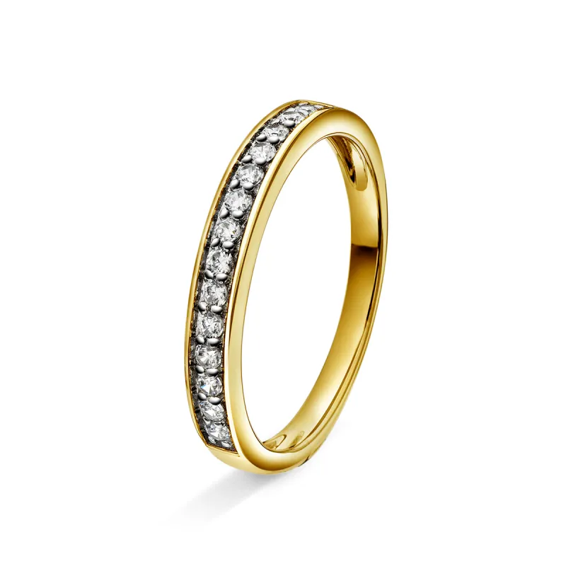 Amore giftering ring i gult/hvitt gull, en rekke, 0.20ct tw/si diamanter sold by Diamanthuset