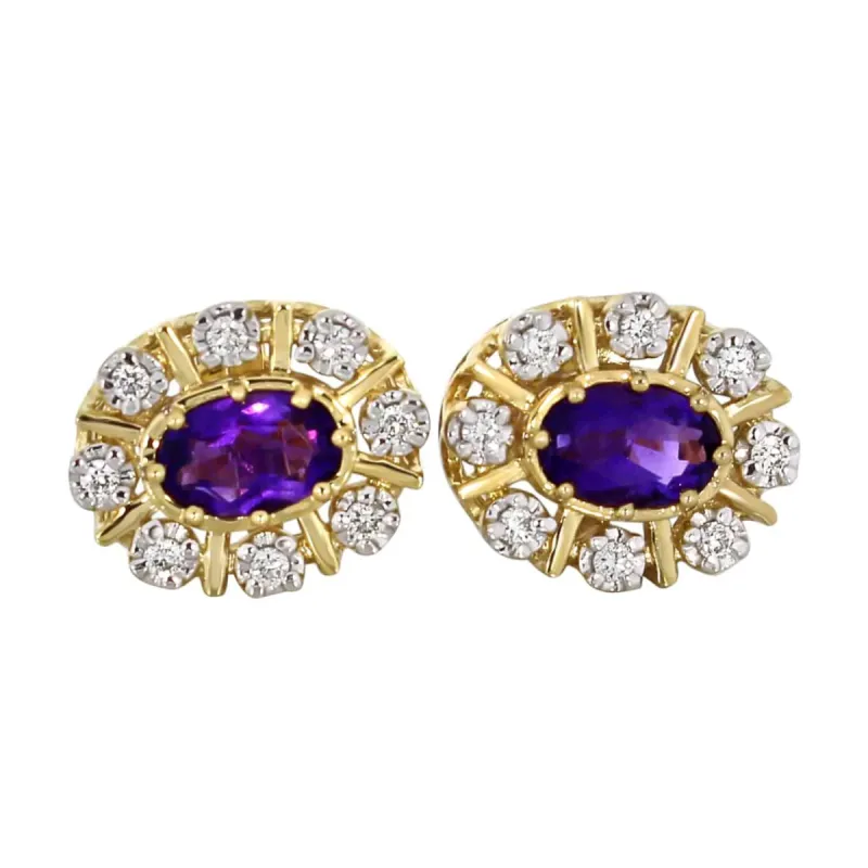 Diana Diamantøredobber med ametyst i gult gull 0,16ct TWSi sold by Diamanthuset