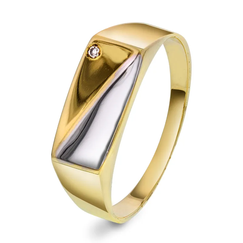 Signetring, tofarget med en Diamant sold by Diamanthuset