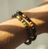 Herrearmbånd i stål med agat og tigerøye sold by Diamanthuset