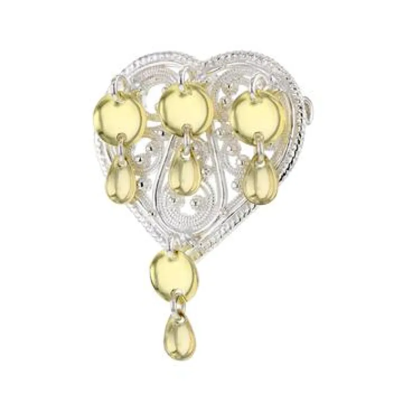 Hjertesølje med forgylte lauv sold by Diamanthuset