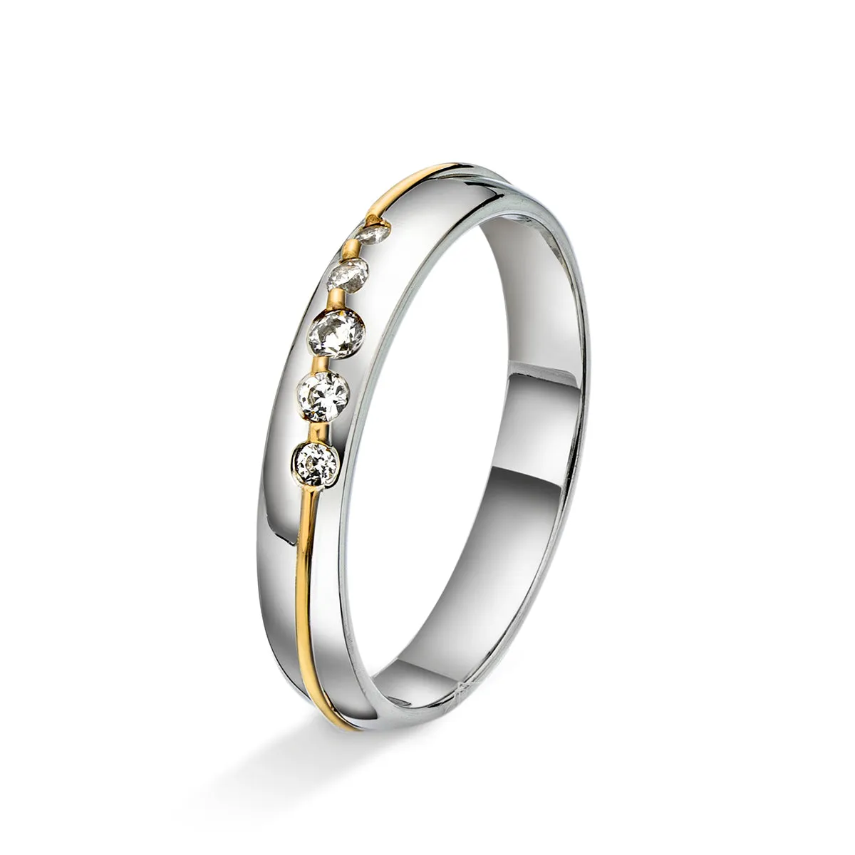 Amore giftering i tofarget gull, 0.14ct tw/si diamanter, 3.5mm sold by Diamanthuset