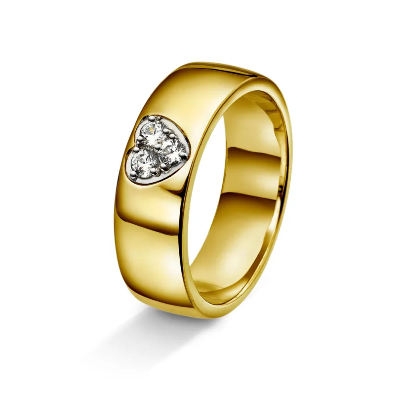 Ring i gult/hvitt gull med diamanthjerte, 0.15CT, 6mm sold by Diamanthuset