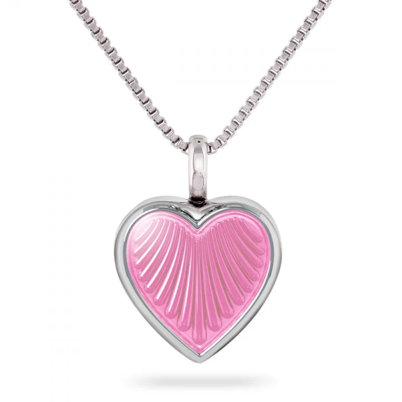 Medaljong i sølv - Rosa emalje hjerte. Liten sold by Diamanthuset