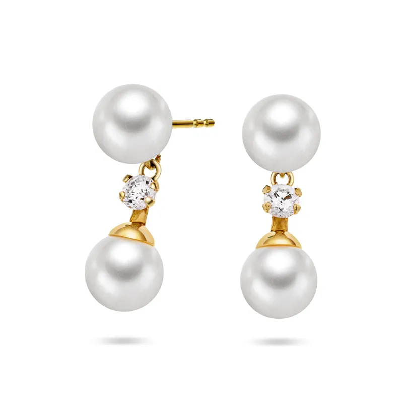 OROgull Øredobber med Perle og CZ sold by Diamanthuset