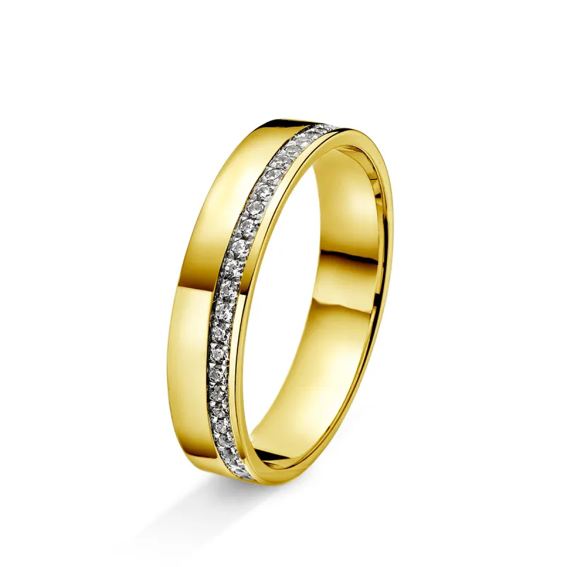 Amore giftering i gult/hvitt gull, 0.15ct tw/si diamanter, 4.5mm sold by Diamanthuset