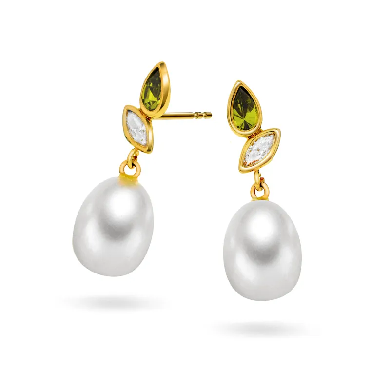 OROgull Øredobber med Perle og CZ sold by Diamanthuset