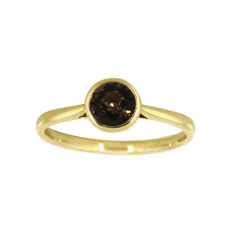 Gullring 14kt, 0,75ct smokey quartz sold by Diamanthuset