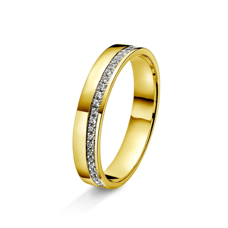 Amore giftering i gult/hvitt gull, 0.15ct tw/si diamanter, 3.5mm sold by Diamanthuset