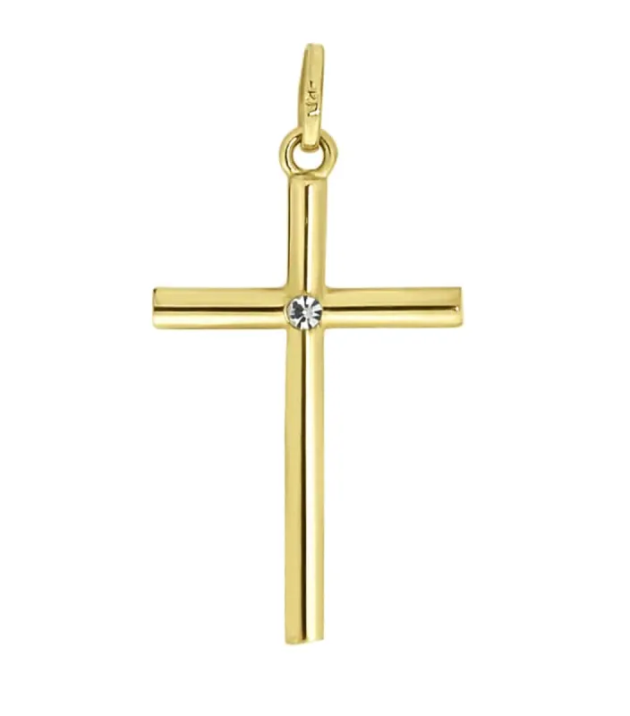 Hals smykke i gult gull med zirkonia sold by Diamanthuset