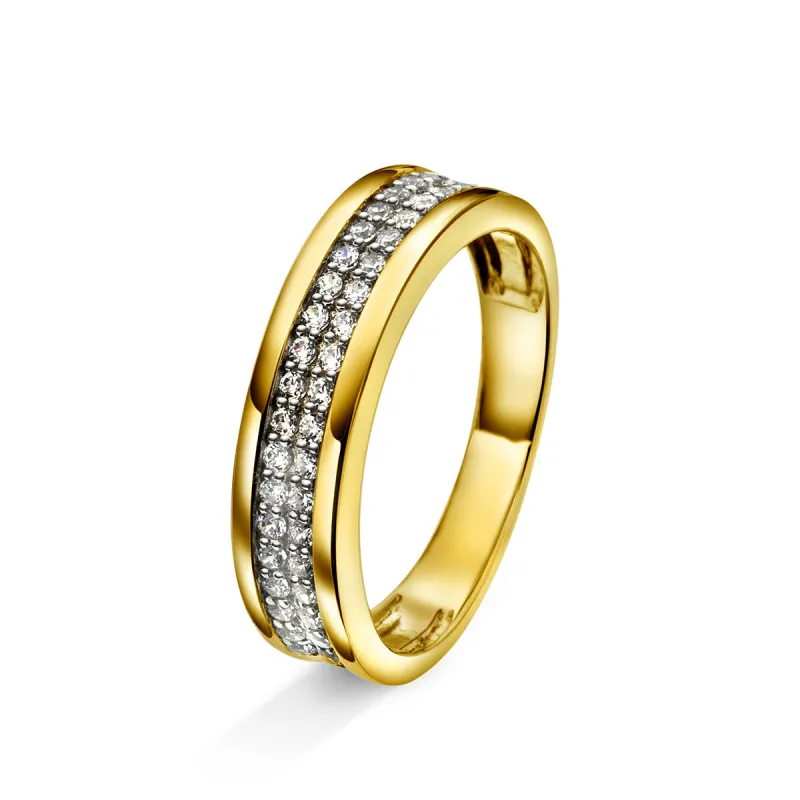 Amore giftering ring i gult/hvitt gull, 2 rekker, 0.35ct tw/si diamanter sold by Diamanthuset