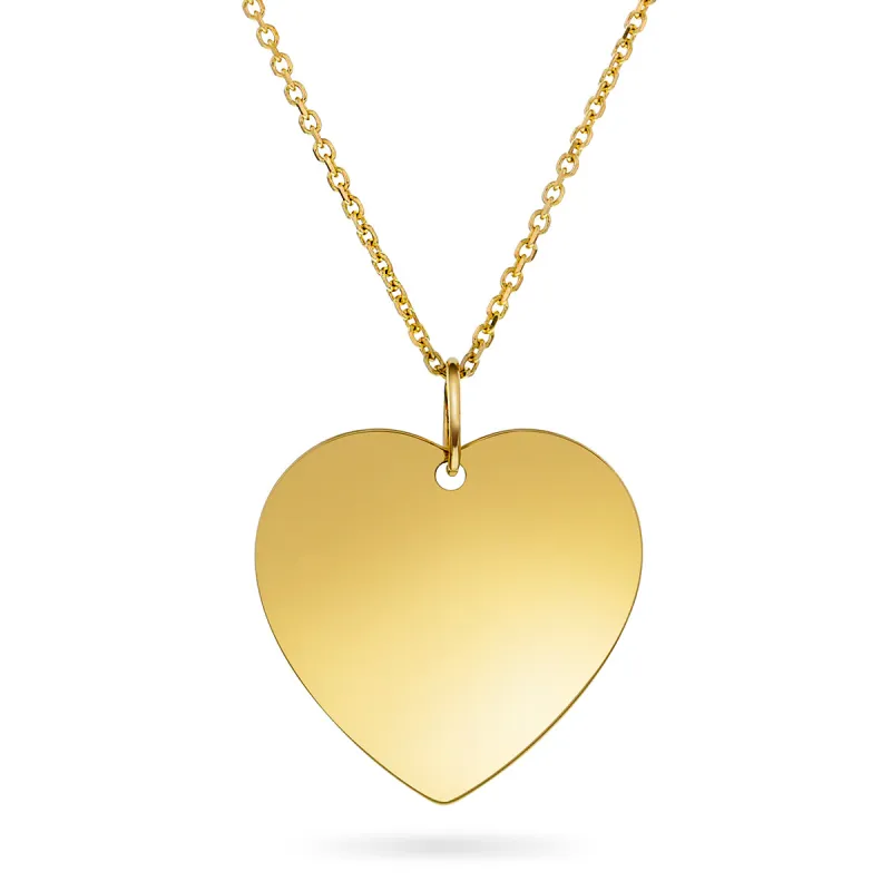 Halssmykke gullhjerte 14kt gult gull med kjede sold by Diamanthuset
